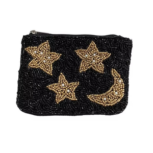 Porte-monnaie brodé étoiles et lune, portefeuille perlé, pochette personnalisée en gros par MD HANDICRAFTS - Product Image 2