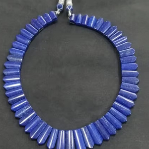 สร้อยคอสไตล์ยูนิเซ็กส์ทำมือกับพลอยไพฑูรย์และไข่มุกน้ำจืดธรรมชาติของขวัญปาร์ตี้สร้อยคอ Lapis Lazuli - Product Image 4