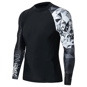 2024 Camisa de compresión impresa con logotipo personalizado UV en blanco MMA rash guard sublimado BJJ surf Rash Guards para hombres hechos en Pakistán - Product Image 1