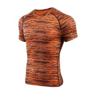 เสื้อยืดแขนสั้นผ้าโพลีเอสเตอร์สำหรับผู้ชาย ระบายอากาศได้ดี ซักแล้ว ใส่สบาย เหมาะสำหรับออกกำลังกาย ฟิตเนส เพาะกาย แห้งเร็ว กระชับรูปร่าง - Product Image 3