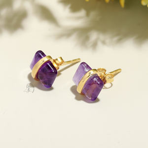 Pendientes de plata de amatista natural, pendientes de plata de ley 925, pendientes de plata hechos a mano para mujer, amatista - Product Image 3