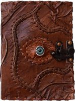 Carnet de sorts Hocus Pocus, Grimoire, Journal de sorts antique, Carnet en cuir avec reliure à cheval, Bordure festonnée vintage imprimée