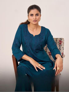 Tela: 14 kg de rayón con trabajo, trabajo superior, trabajo Plazzo, largo del top 40, largo del Plazzo 38 - Product Image 6