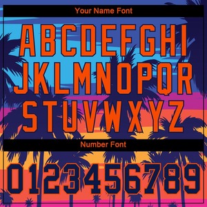 Custom Royal Navy-Orange 3D Patrón Diseño Palmeras Auténtico Jersey de béisbol - Product Image 2