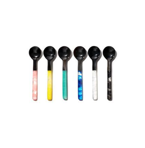 Set of 6 Circular Horn Head Spoons with Sturdy Handle Flatware Cutlery for Salad Kitchenware <b>Tabletop</b> Dinnerware Bulk Rates - Product Image 1