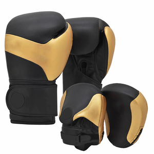Gants de boxe en cuir véritable et coussinets de mise au point par AMAZING INDUSTRIES, couleur noir doré, bonne vente avec service OEM en gros - Product Image 1