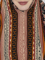 Ensemble tendance et élégant en viscose tissée, imprimé indien, avec cordon, manches longues, couleur marron, pour femmes et jeunes filles, automne-hiver