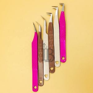 Meilleures ventes : Pinces à cils pour extensions de cils en vison, en acier inoxydable, droites et courbées, motif cœur, pour extensions de faux cils - Product Image 4