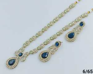 Pendent Stylish Design Indian Traditional&<b>Fashionable</b> Stone Gold Plated Long Necklace Set With Matching Earring <b>Jewellery</b> Set - Product Image 6