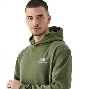 High Quality OEM Custom Logo Casual Solid Men's Heavyweight 100% Polyester Hooded Tracksuit Regular Fit <b>Hoodie</b> Jogger Set - Product Image 5