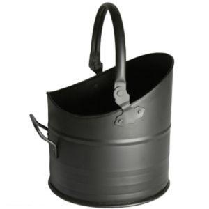 Seau à charbon classique en métal avec poignée, noir, revêtement en poudre, seau à charbon pour la maison, le jardin, le foyer, les seaux à bois - Product Image 5