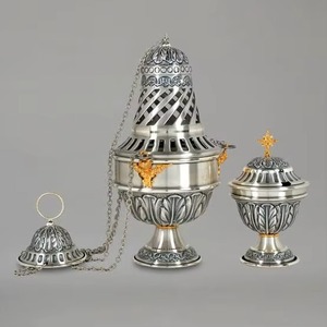 Vente en gros de brûleur d'encens Oud Bakhoor islamique arabe Cadeaux Couleur argent Décoratif Dernier porte-encens arabe Article fantastique - Product Image 2