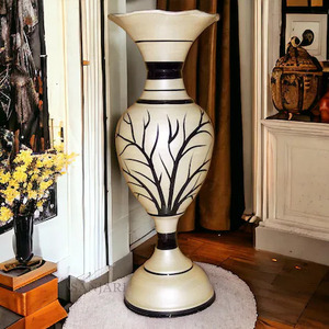 Décor nordique hôtel bureau noir et blanc rayures Vase pour décor à la maison Vase en métal moderne - Product Image 2