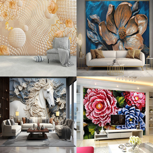 Papier Peint Mural Vintage Abstrait Ligne d'Or Personnalisé 3D Auto-Adhésif Chambre Salon Canapé Tv Fond Mur <span class=keywords><strong>Restaurant</strong></span> 3D - Product Image 5