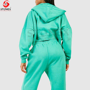 Conjunto de chándales de 3 piezas para correr de moda de lujo personalizado para mujer poliéster algodón transpirable informal ajustado con cremallera - Product Image 4