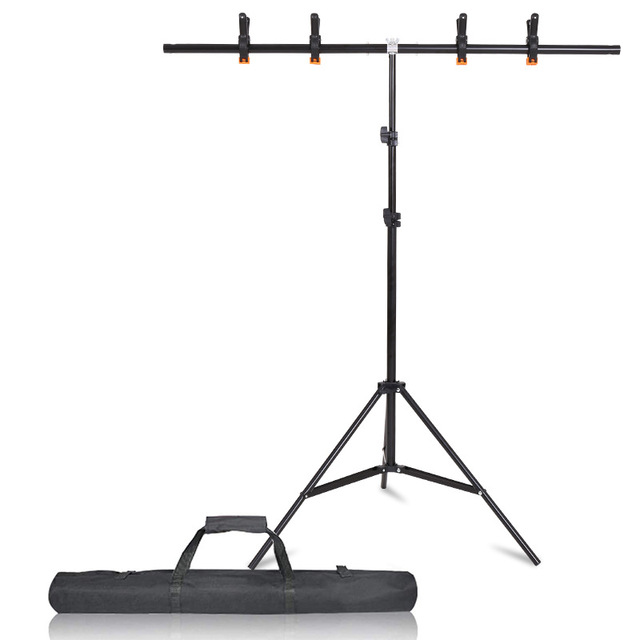 KAMPHO T-Shape Photo Backdrop Stand with Clamp, Portable Adjustable Background Support Kit for Birthday, Parties, Photoshoots