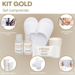 Kit di servizi per Hotel di lusso in oro Set di 220 pezzi di cortesia Gel doccia Shampoo per cuffie per l'igiene personale pantofole per Hotel - Product Image 2
