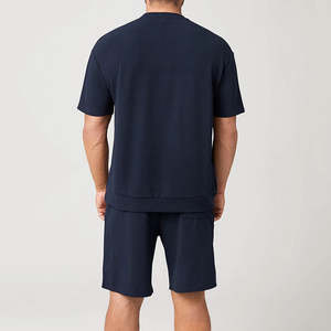 Camiseta de gran tamaño personalizada para hombre, conjunto de pantalones cortos, 100% de algodón orgánico, Camiseta deportiva de verano de alta calidad para hombre y pantalones cortos, chándal - Product Image 4