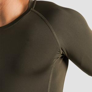 High Quality Men's MMA Rash Guard Breathable Anti-Bacterial Quick Dry Seamless Long Sleeve T-Shirt Compression Shirts OEM Custom - Product Image 5