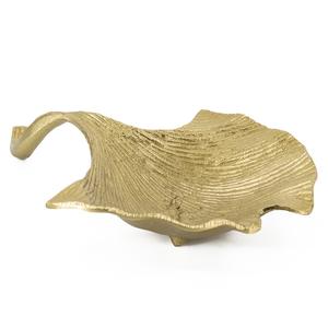 Plateau de service en métal doré de luxe, plateau décoratif en laiton en forme de feuille, plat à bijoux, plateau à ornements pour la maison, l'hôtel, le mariage, la décoration de table basse - Product Image 2