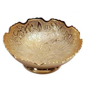 Bol à chocolat de service rond moderne de concepteur de gravure d'or bol à salade vaisselle décorative ronde bol en métal - Product Image 1