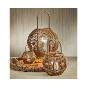 Bougeoir en bambou et rotin personnalisé Décoration de table naturelle tissée à la main Lanterne en bambou Couverture de bougie d'intérieur - Product Image 5