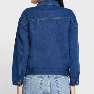 Tissu doux et confortable manches longues avec poignets boutonnés veste en jean pour femme tenue décontractée double rabat sur les poches veste pour femme - Product Image 2