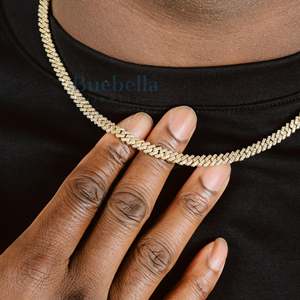 Chaîne cubaine Offre Spéciale 5mm une rangée Moissanite Pass testeur de diamants 925 argent plaqué or chaîne à maillons cubains bijoux fins - Product Image 3