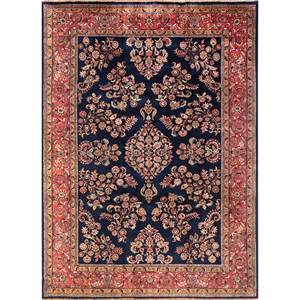 Alfombra de Lana Anudada a Mano Aalam Azul Pae-5576 con Patrón Floral Rectangular de 9x12 para Sala de Estar, Ideal para Adolescentes - Product Image 1