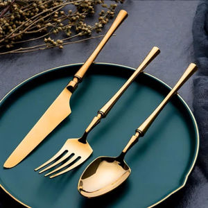 Couverts en acier inoxydable 18/10 de qualité supérieure plaqués or lot de 3 couverts pour la maison, le mariage et la fête, couverts antirouille - Product Image 1