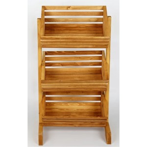 Plateau à étages en bois octogonal vintage, grand panier à fruits à 3 niveaux, organisateur, présentoir décoratif pour desserts, buffet et décoration intérieure - Product Image 3