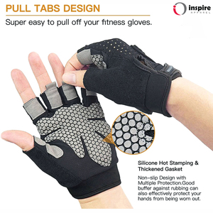 <b>Half</b> Finger Powerlifting Weight Lifting Hand Protection Anti <b>Slip</b> Gym Fitness Gloves by Inspire Apparel - Product Image 5