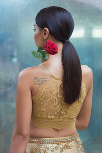 Vestido de novia brillante metálico sólido con rebosante de oro de doble dosis para noches festivas diseños tradicionales contemporáneos - Product Image 6