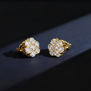 Phổ Biến Cụm Hoa Moissanite Stud Bông Tai 925 Sterling Bạc Trắng Đen 9Mm Unisex Đồ Trang Sức Thời Trang Cho Nam Giới Phụ Nữ - Product Image 6