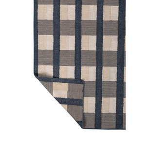 Alhambra Grey Black Flat Weaves Wool <b>Rugs</b> ADWL-13135 Home Use Jute <b>Rug</b> for Hallway Rectangle Striped Abstract for Room <b>Bedside</b> - Product Image 5