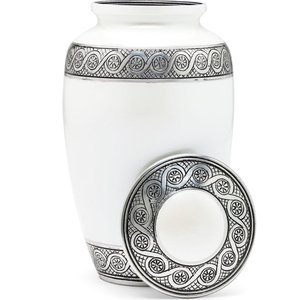 Urne funéraire moderne en aluminium Franklin, blanche, décorative, pour cendres d'adultes, homme femme, décoration de la maison, souvenir commémoratif - Product Image 1