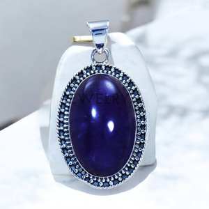 จี้เงินแท้ 925 ประดับพลอยอเมทิสต์สีม่วง ราคาขายส่ง - Product Image 1