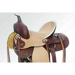 อานม้าหนังแท้ดีลักซ์ | ความสบายในการขับขี่แบบตะวันตกการออกแบบเย็บด้วยมือ | เหมาะสำหรับเส้นทางการแสดงและการแข่งแบบบาร์เรล - Product Image 3