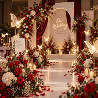 Mur de fleurs artificielles en velours en forme de cascade de roses pour la Saint-Valentin, la décoration de la maison et les mariages