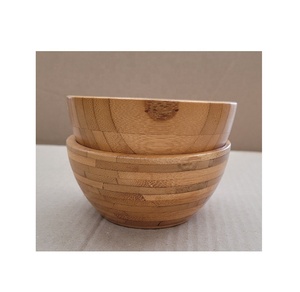 Événement promotionnel bols ronds en bois de bambou/bol en bois avec couvercle cuillère pour ensemble de table à dîner bol à mélanger vaisselle - Product Image 3