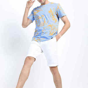 Latest Price <b>Printed</b> 100% Cotton Short Sleeves Men Shirt Breathable Casual Wear Men T Shirt - Product Image 5