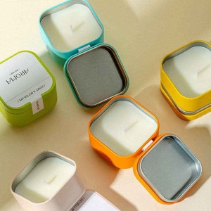 Contenedor cuadrado perfumado pequeño personalizado al por mayor velas flor soja vela perfumada y tapa - Product Image 1