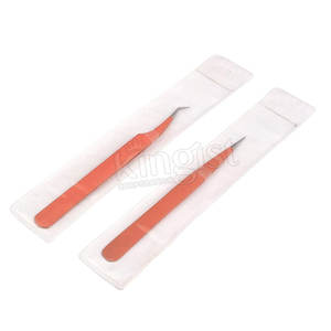 Pinzas de extensión de pestañas de acero inoxidable hechas a medida de la mejor calidad, Etiqueta Privada, puntas curvas inclinadas rectas de precisión duraderas - Product Image 6