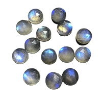 Batu Permata Labradorit Alami 5mm Potongan Rose Cabochon Bersertifikat IGI, Terolah Panas, Kualitas AAA, Api Biru, Harga Grosir Vivaaz
