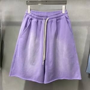Pantalones cortos informales para hombre de gran venta, logotipo personalizado, transpirable, algodón de rizo francés, cordón elástico, lavado con ácido, diseño de cintura media sólido - Product Image 2