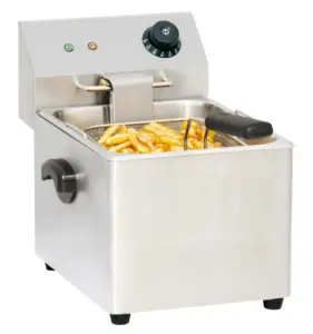 Commerciële Keukenapparatuur 1-Tank 1-Mand Elektrische Friteuse/6l Friteuse/Friteuse Machine