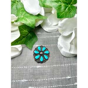 Colgante/Pin de Plata de Ley y Turquesa Zuni Kingman Hecho en EE. UU. Tipo Broche Elegante - Product Image 3