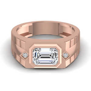 Anillo Solitario de Plata de Ley de Lujo, Hecho a Mano, con Diamante Cultivado en Laboratorio con Corte Esmeralda, Certificado por IGI, para Bodas, Fiestas, Estilo Hip Hop para Hombre - Product Image 3