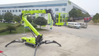 Nacelle araignée électrique ZX23AE 23m en stock avec flèche articulée sur chenilles pour travaux en hauteur