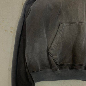 Fabricant OEM, sweats à capuche courts personnalisés, vêtements pour hommes, sweat à capuche en coton lourd surdimensionné délavé au soleil, sweat à capuche blanc vintage délavé à l'acide - Product Image 5